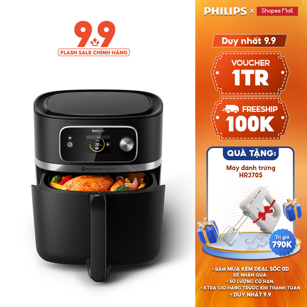 Nồi Chiên Không Dầu cao cấp Philips HD9880/90 XXL Connected |2000W - Hàng Chính Hãng