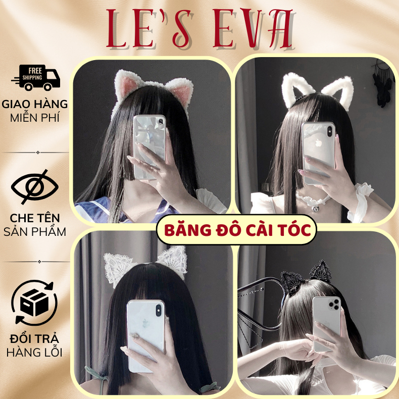 Bờm tai mèo tai thỏ ren sexy, Băng đô cài tóc Cosplay phối ren phụ kiện sexy gợi cảm cho nữ dễ thương - LESEVA STORE