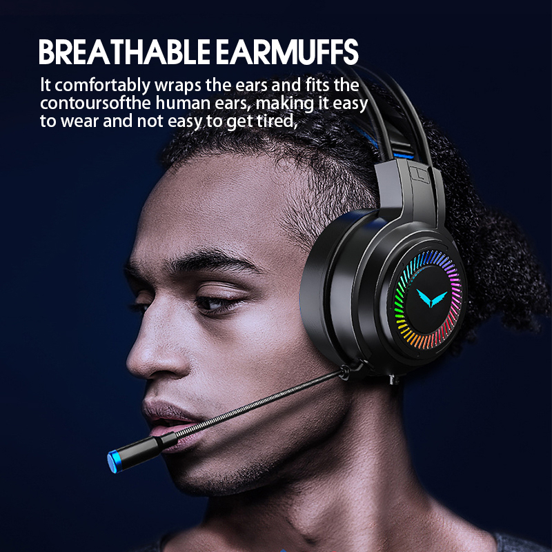 Tai nghe có mic Tai nghe chơi game chụp tai có dây Tai nghe chụp tai có đèn LED cho máy tính, điện thoại