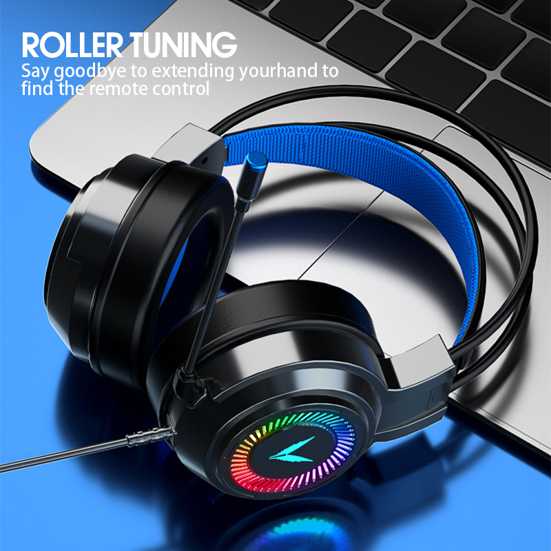 Tai nghe có mic Tai nghe chơi game chụp tai có dây Tai nghe chụp tai có đèn LED cho máy tính, điện thoại