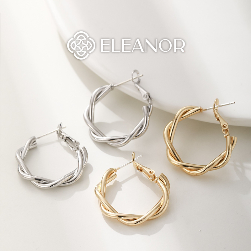 Bông tai nữ chuôi bạc 925 Eleanor Accessories thiết kế viền xoắn phụ kiện trang sức 6061