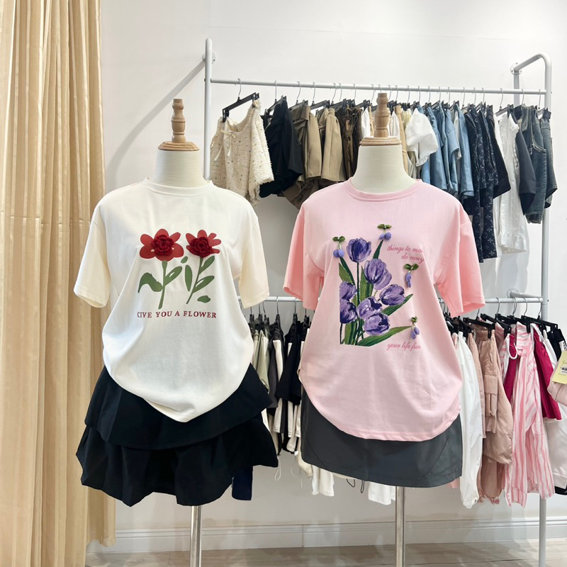 Áo thun hoa dễ thương