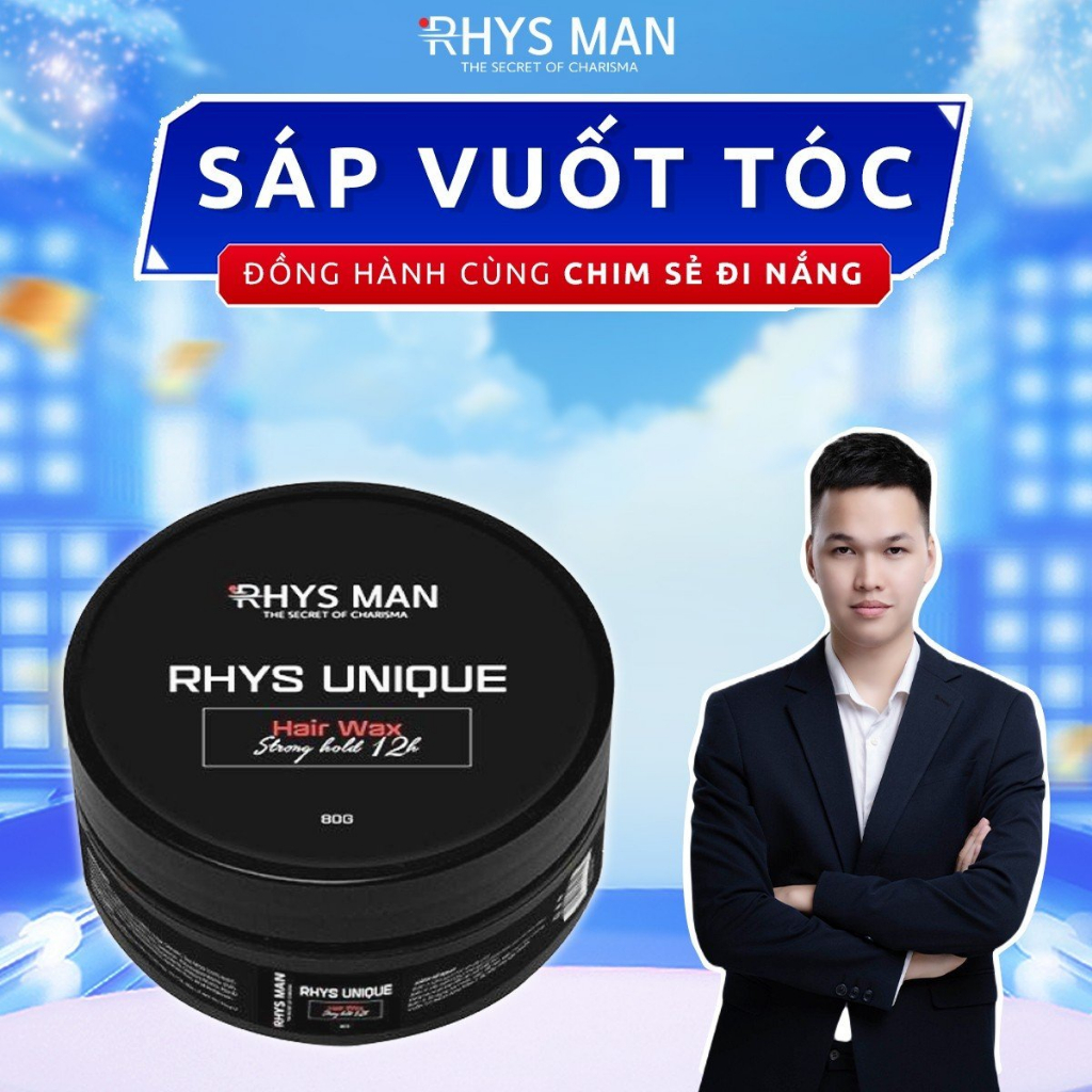 Sáp vuốt tóc nam RHYS MAN giữ nếp tạo kiểu tự nhiên Rhys Unique 80g