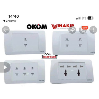 Ổ cắm điện o kom âm tường, mặt hại công tắc ổ cắm okom