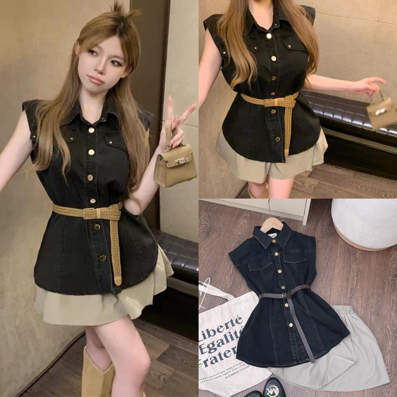 SET ÁO CARO CROPTOP + CHÂN VÁY NƠ ĐEN