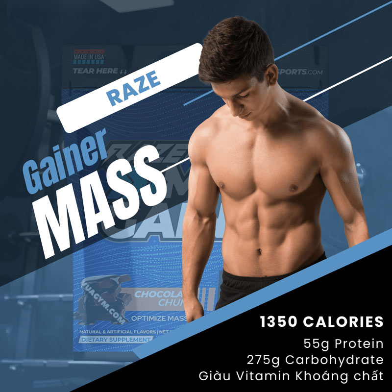 Sữa Tăng Cân Nhanh, Tăng Cơ Cao Cấp - RAZE MASS GAINER 12LBS 5.4KG - Chính Hãng 100%