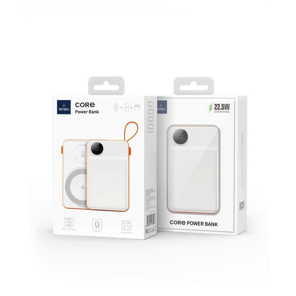 Sạc Dự Phòng Không Dây 3in1 WIWU Core Wi-P007 Cho IPHONE 15W, AW 2.5W, Dung Lượng 10.000mAh, Tích Hợp Dây Sạc Tiện Lợi