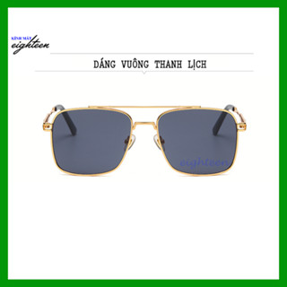 Kính mát nam nữ cao cấp, gọng kính kim loại xi vàng, mắt kính chống tia UV