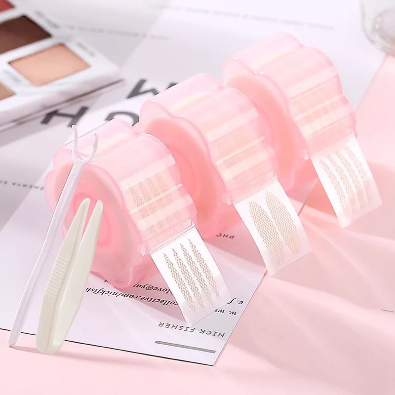 AILIYA Bộ Miếng Dán Mí, Kích Mí Tự Nhiên Hai Mí Tàng Hình Combo Cuộn Kích Mí Lưới + Keo + Nhíp