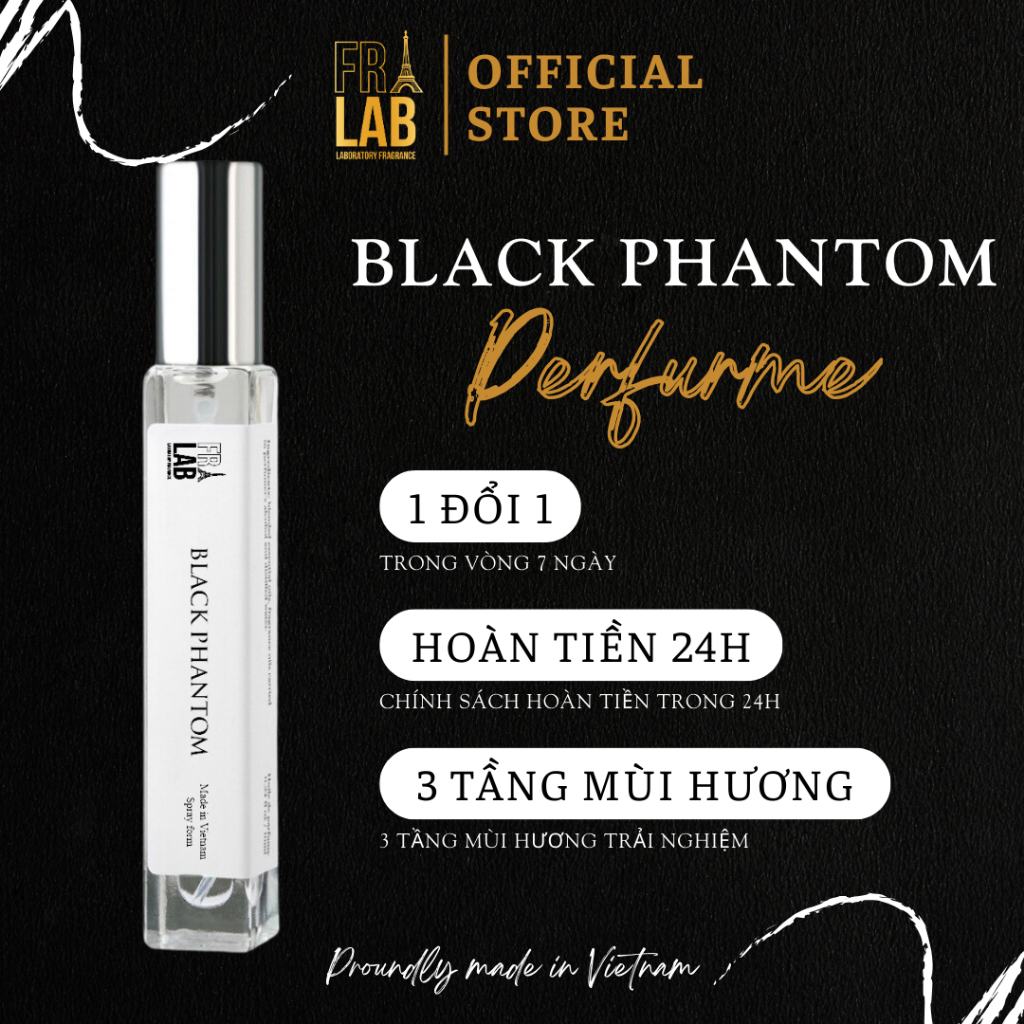 Nước Hoa Fralab Black Phantom Quyến Rũ, Bí Ẩn, Độc Đáo 10ml - Dạng Xịt Tiện Lợi