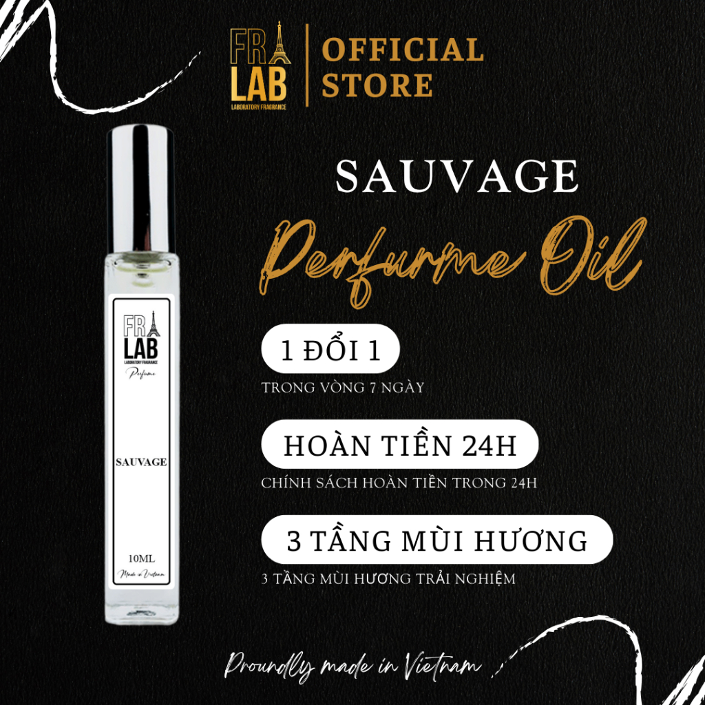 Tinh Dầu Nước Hoa Nam Fralab Sauvage EDP, Phóng Khoáng, Nam Tính, Cuốn Hút, Dạng Xịt 10ml