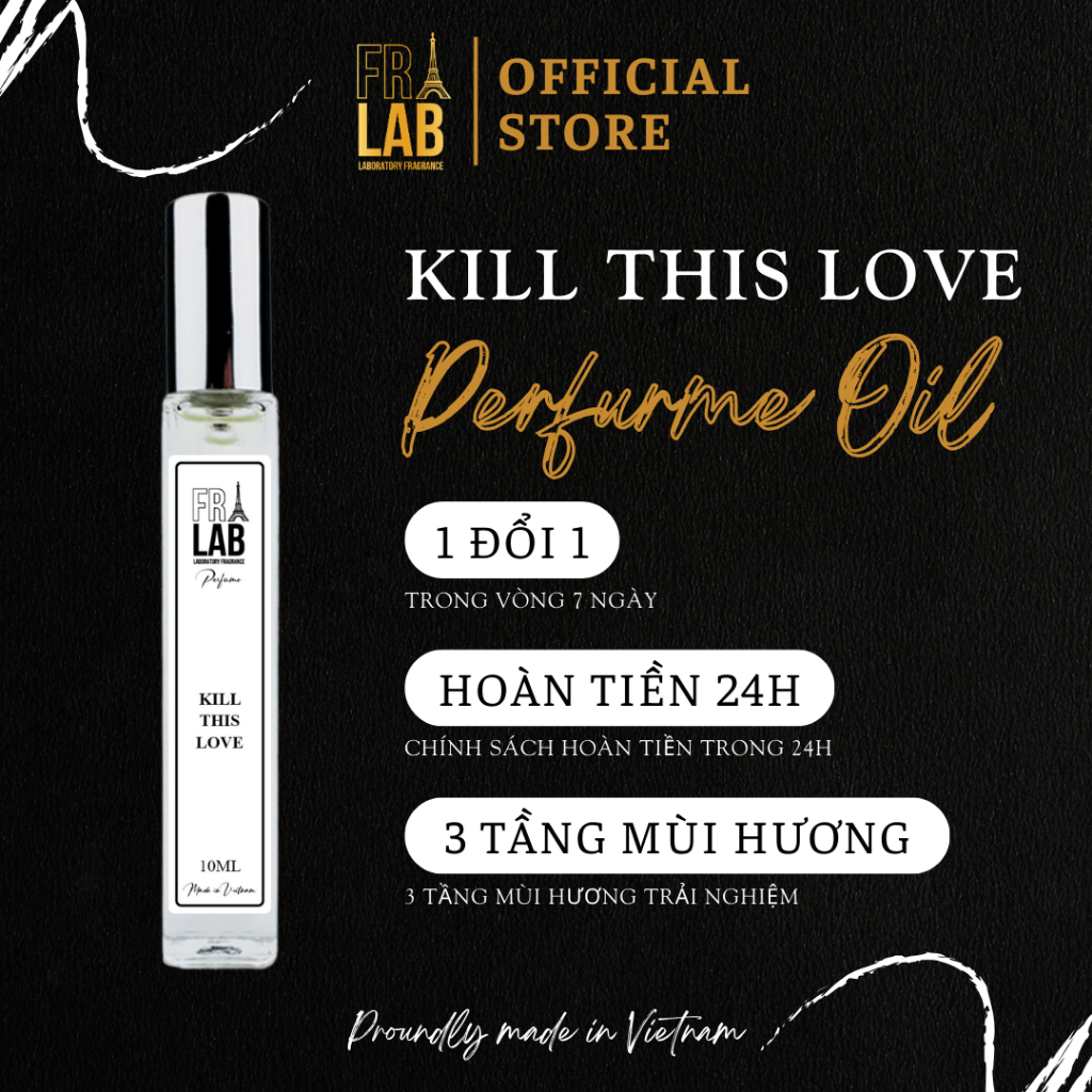 Tinh Dầu Nước Hoa Fralab Kill This Love Hương Thơm Hấp Dẫn, Thu Hút, Trưởng Thành, Dạng Xịt 10ml