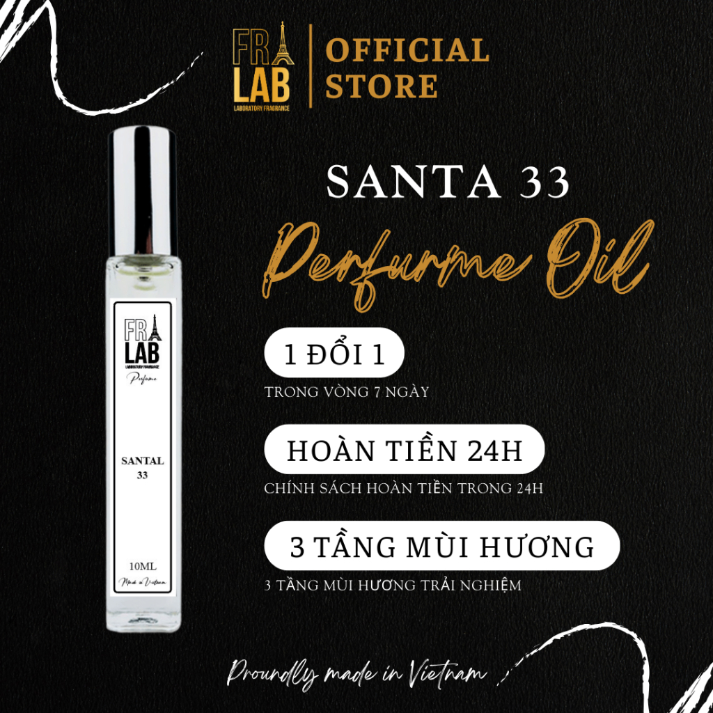 Tinh Dầu Nước Hoa Nam Fralab Santal 33 Hương Gỗ Nam Tính, Mạnh Mẽ, Độc Đáo, Bí Ẩn 10ml