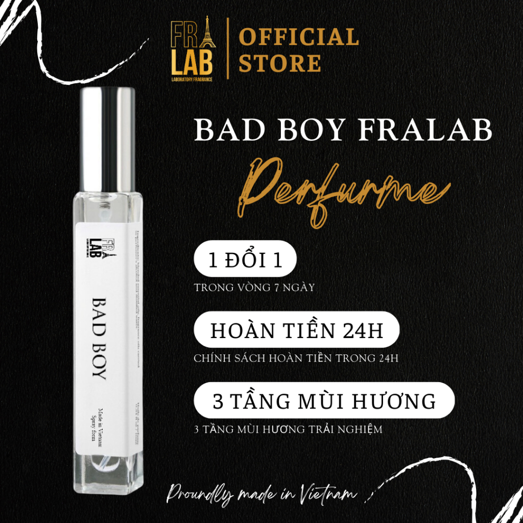 Nước Hoa Nam Fralab Bad Boy Nam Tính, Gợi Cảm, Mạnh Mẽ 10ml