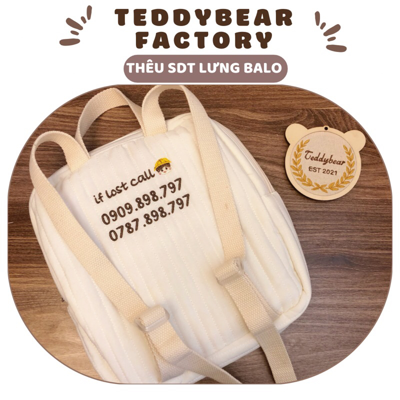Thêu Lưng Balo 25cm 30cm Theo Yêu Cầu
