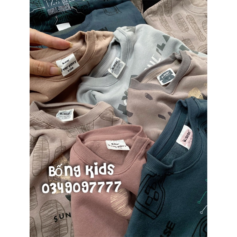 Bộ Nỉ Bé Trai In Hình Siêu Mềm Minenee