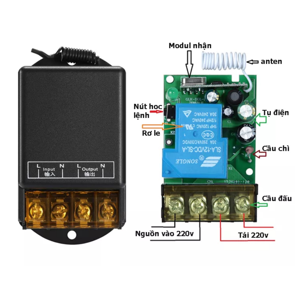 Công tắc điều khiển từ xa không dây Rf 100m/3000w/30A/220V RF 433Mhz MẪU MỚI BẮT SÓNG KHOẺ HÀNG CHÍNH HÃNG