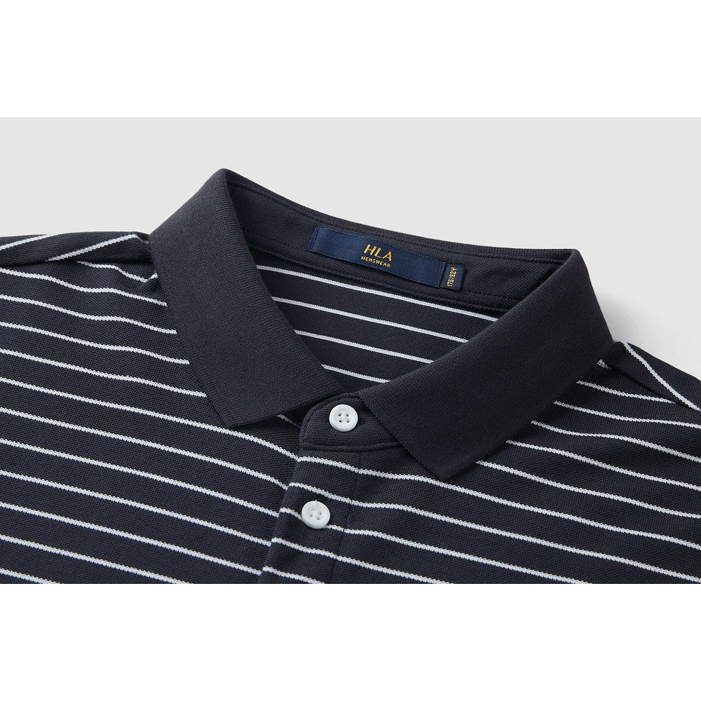 HLAxQee - Áo POLO nam ngắn tay kẻ sọc mảnh mềm mại thân thiện với da Soft & elastic striped Polo Shirt