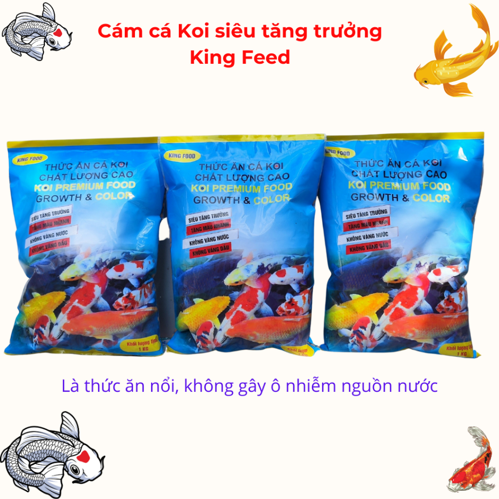 Cám cá koi thức ăn cá koi TĂNG MÀU VÀ SIÊU TĂNG TRƯỞNG KING FEED Hàng thật 100%