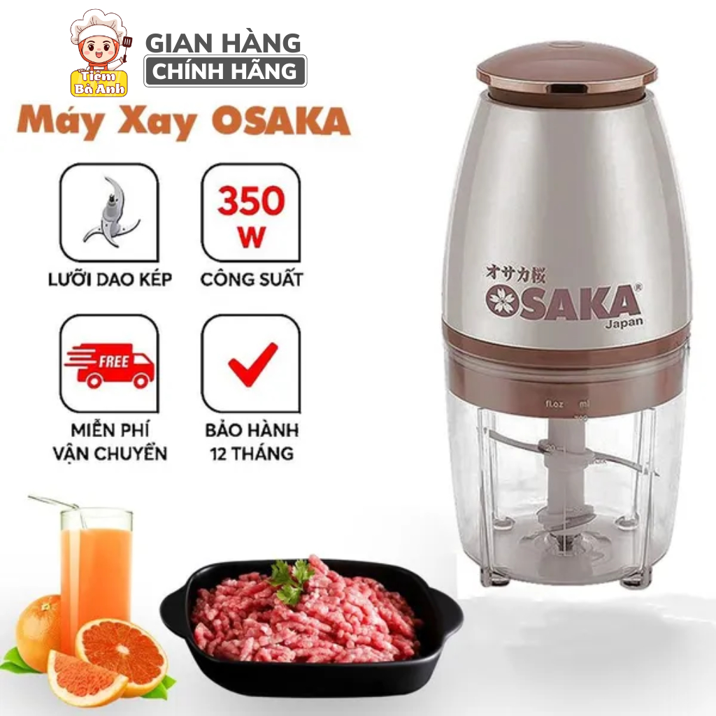 Máy xay sinh tố, máy xay thịt đa năng nhà bếp Osaka Nhật Bản 4 lưỡi công suất 350W dung tích 750ml, bảo hành 12 tháng