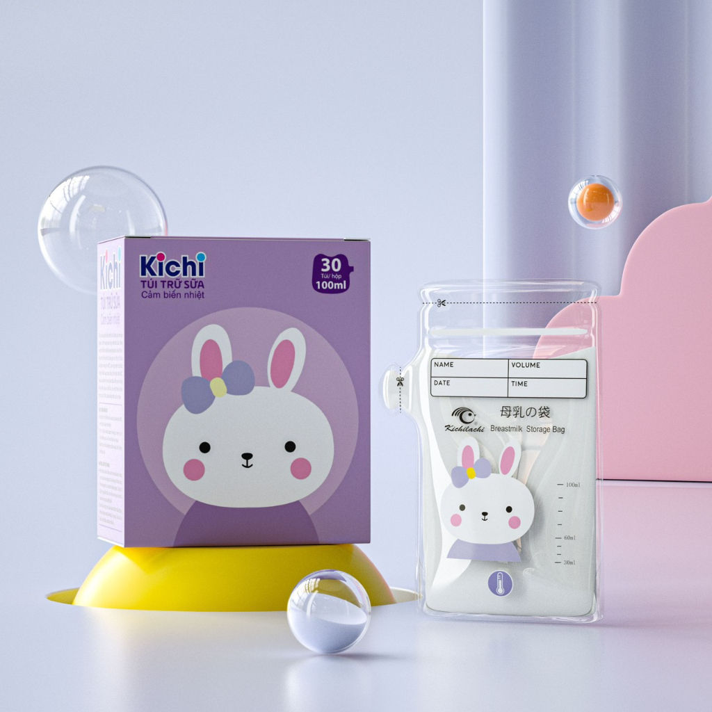 Hộp 30 túi trữ sữa 100ml kichilachi mẫu mới