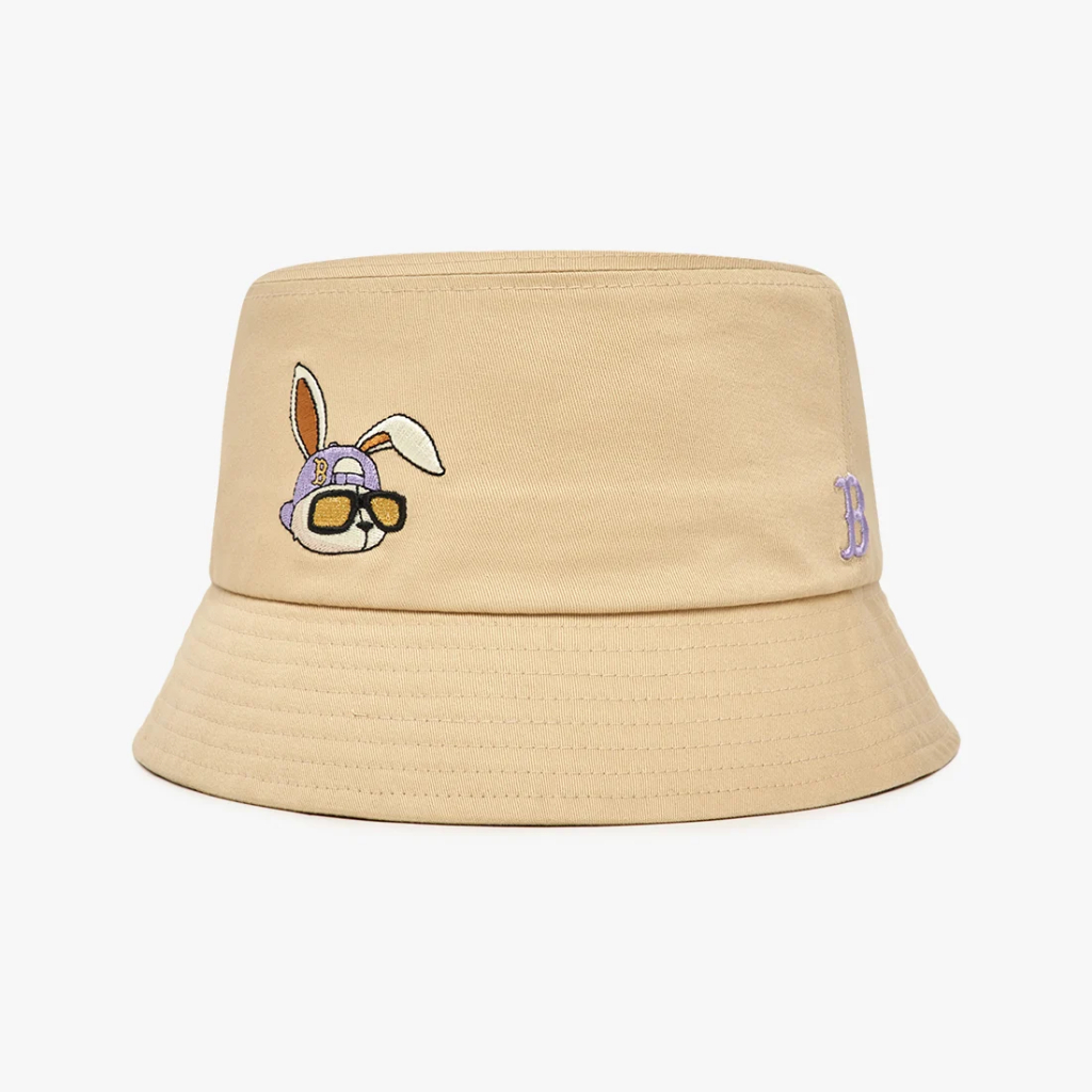 Mũ bucket MOS CAP vải cotton dày dặn thêu logo hình thỏ dễ thương, Nón bucket cao cấp phong cách Hàn Quốc