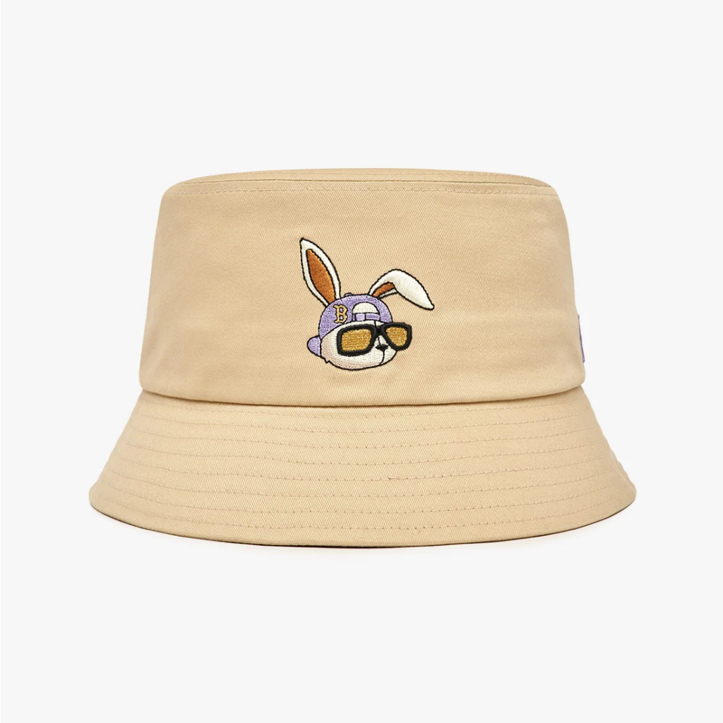 Mũ bucket MOS CAP vải cotton dày dặn thêu logo hình thỏ dễ thương, Nón bucket cao cấp phong cách Hàn Quốc
