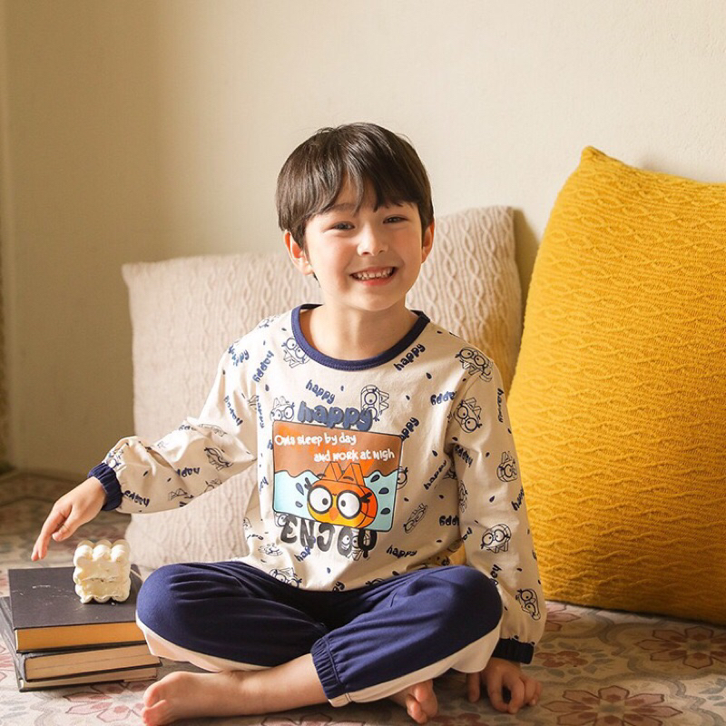 Bộ cotton thu đông bé trai