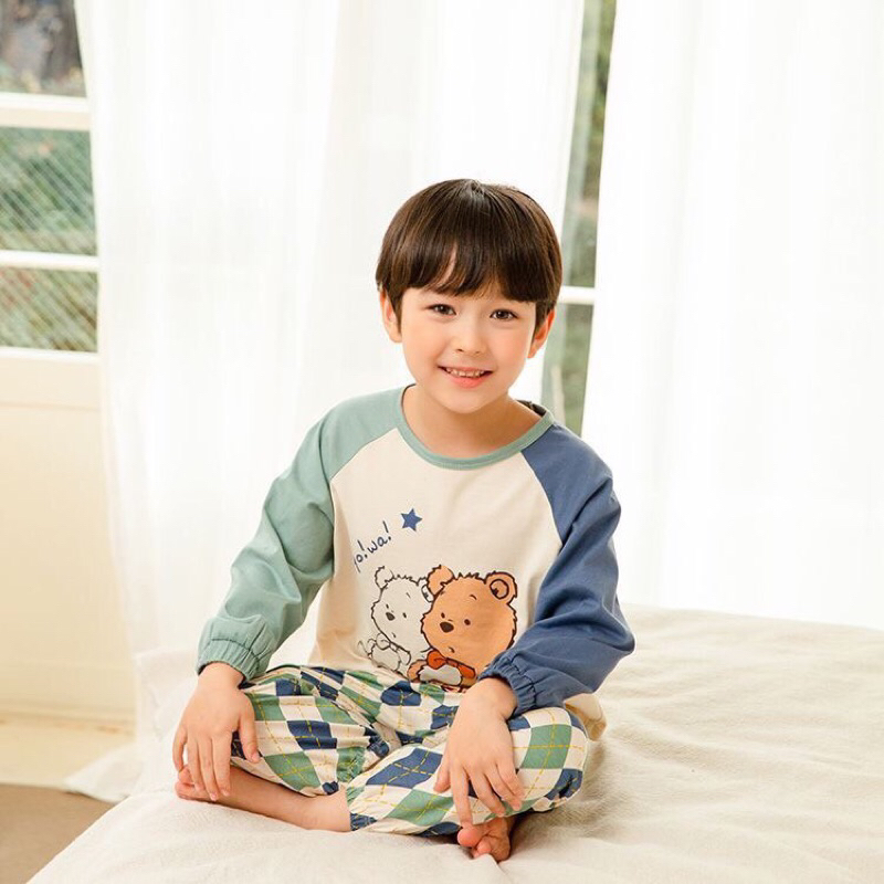 Bộ cotton thu đông bé trai