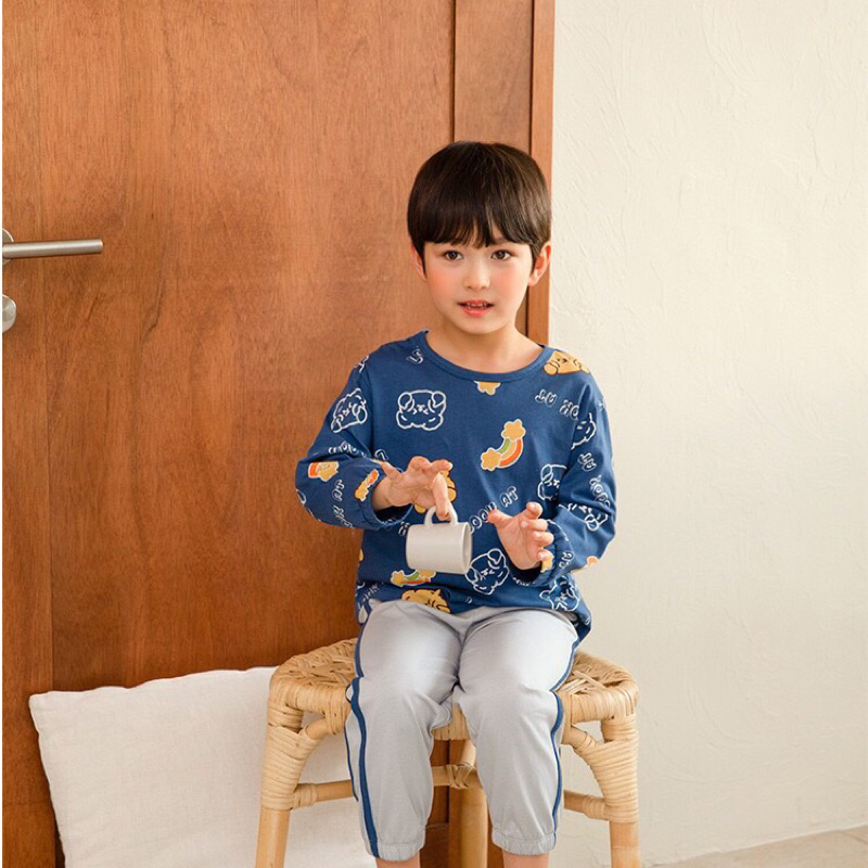 Bộ cotton thu đông bé trai