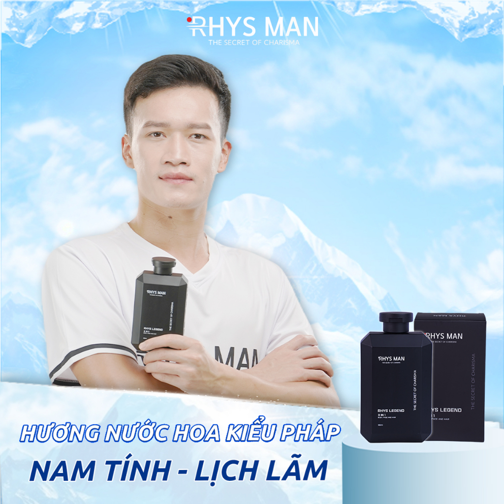 Bộ quà tặng Sữa tắm gội nam 3in1 & Sữa rửa mặt nam & Dung dịch vệ sinh & Nước hoa nam RHYS MAN