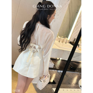 Đầm Nữ Tay Dài Phồng Thắt Nơ Lưng - D8311