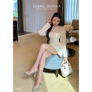 Đầm Nữ Tay Dài Phồng Thắt Nơ Lưng - D8311