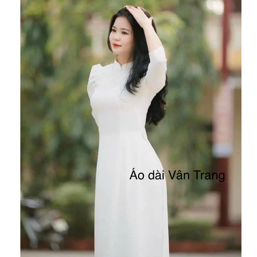 Áo Dài Truyền Thống, Áo Dài Lụa Trơn Cao Cấp Tay Bồng Bộ Học Sinh Giá Rẻ