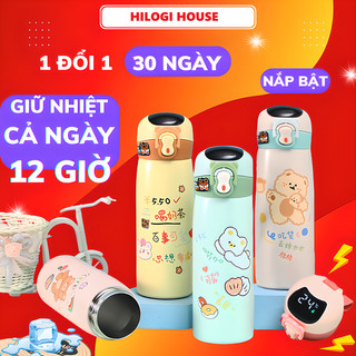 Bình giữ nhiệt hiển thị nhiệt độ 500ml Hilogi inox 316, có ống hút ,nắp bật đậy kín và dây treo, giữ nhiệt hơn 15 giờ