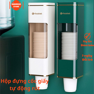 Hộp Đựng Cốc Giấy Dùng Gắn Tường Tự Động Ra,  Kệ Để Cốc/Ly Giấy Thông Minh Chống Bụi