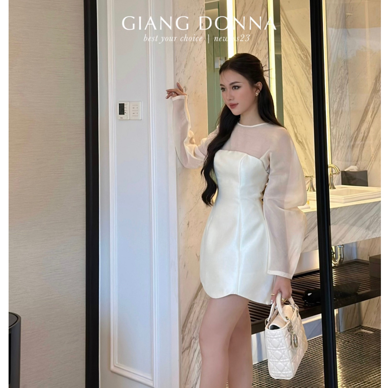 Đầm Nữ Tay Dài Phồng Thắt Nơ Lưng - D8311