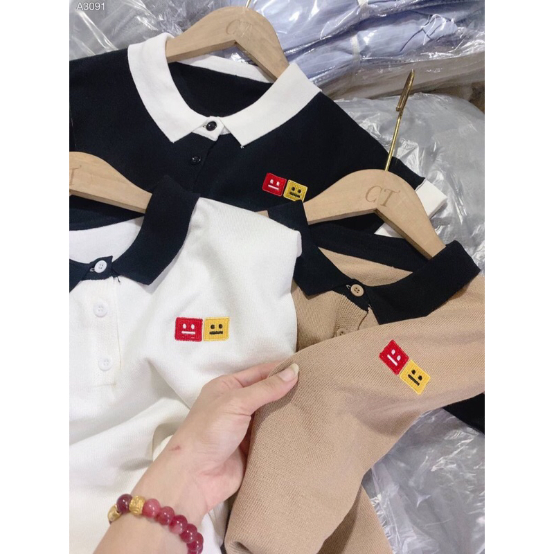 Hc7-áo polo len tay hến