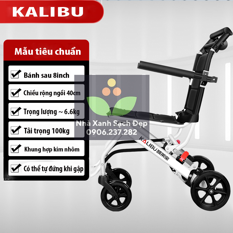 Xe lăn gấp gọn KALIBU - xe lăn du lịch gấp gọn xách tay nhẹ nhàng phù hợp cho người già, người khuyết tật