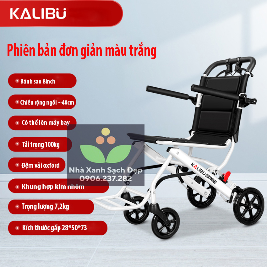 Xe lăn gấp gọn KALIBU - xe lăn du lịch gấp gọn xách tay nhẹ nhàng phù hợp cho người già, người khuyết tật