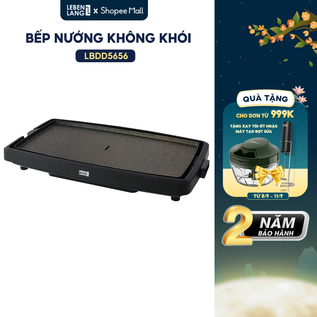 Bếp nướng điện không khói LEBENLANG LBEE5656, công suất 1800W, khay chống dính vân đá tháo rời dễ vệ sinh