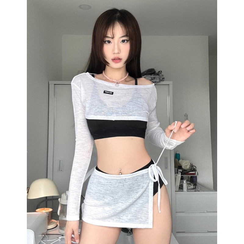 SET BIKINI 4 MÓN ÁO BRA PHỐI QUẦN KÈM ÁO NGOÀI VÀ KHĂN CHOÀNG EO
