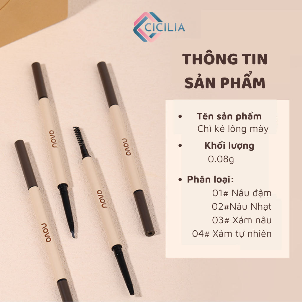 Bút Kẻ Lông Mày CICILIA 4 Màu Sắc Tùy Chọn Bền Màu Lâu Trôi CI-058