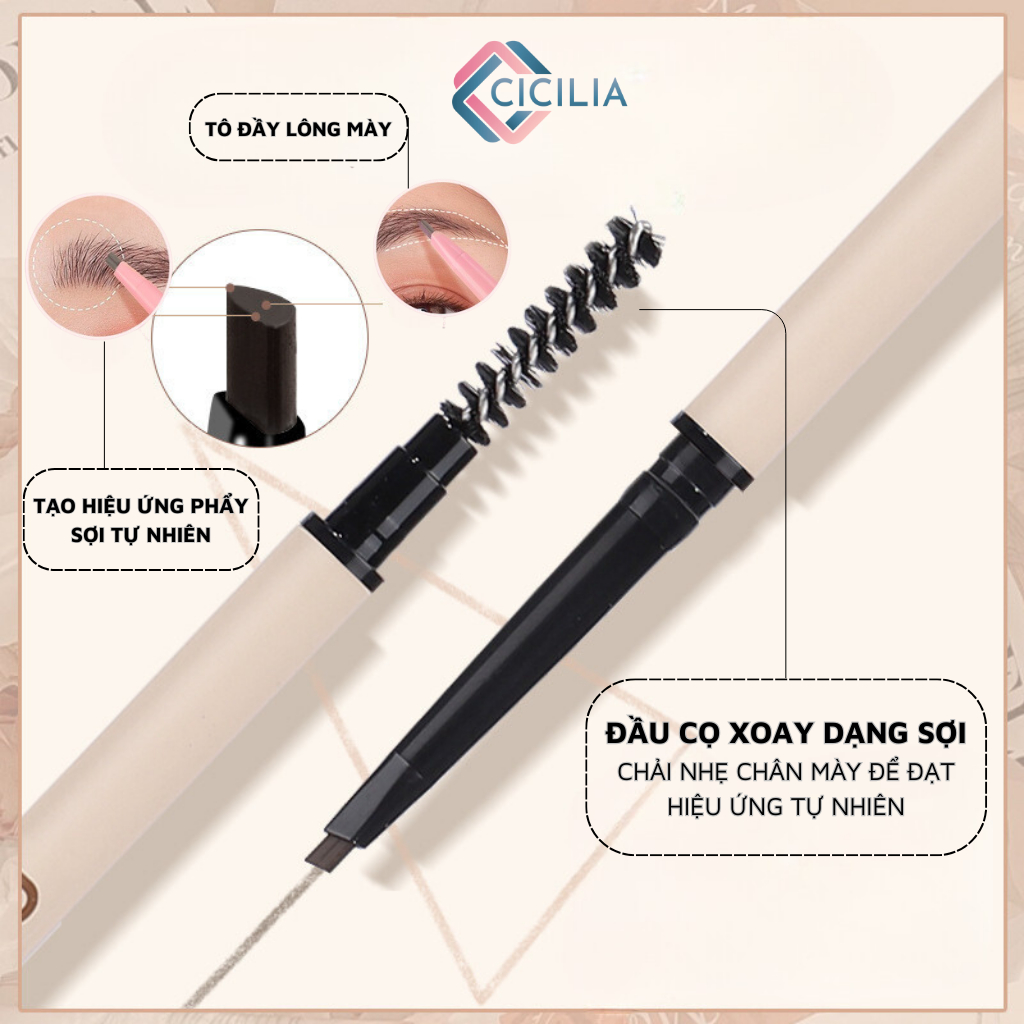 Bút Kẻ Lông Mày CICILIA 4 Màu Sắc Tùy Chọn Bền Màu Lâu Trôi CI-058