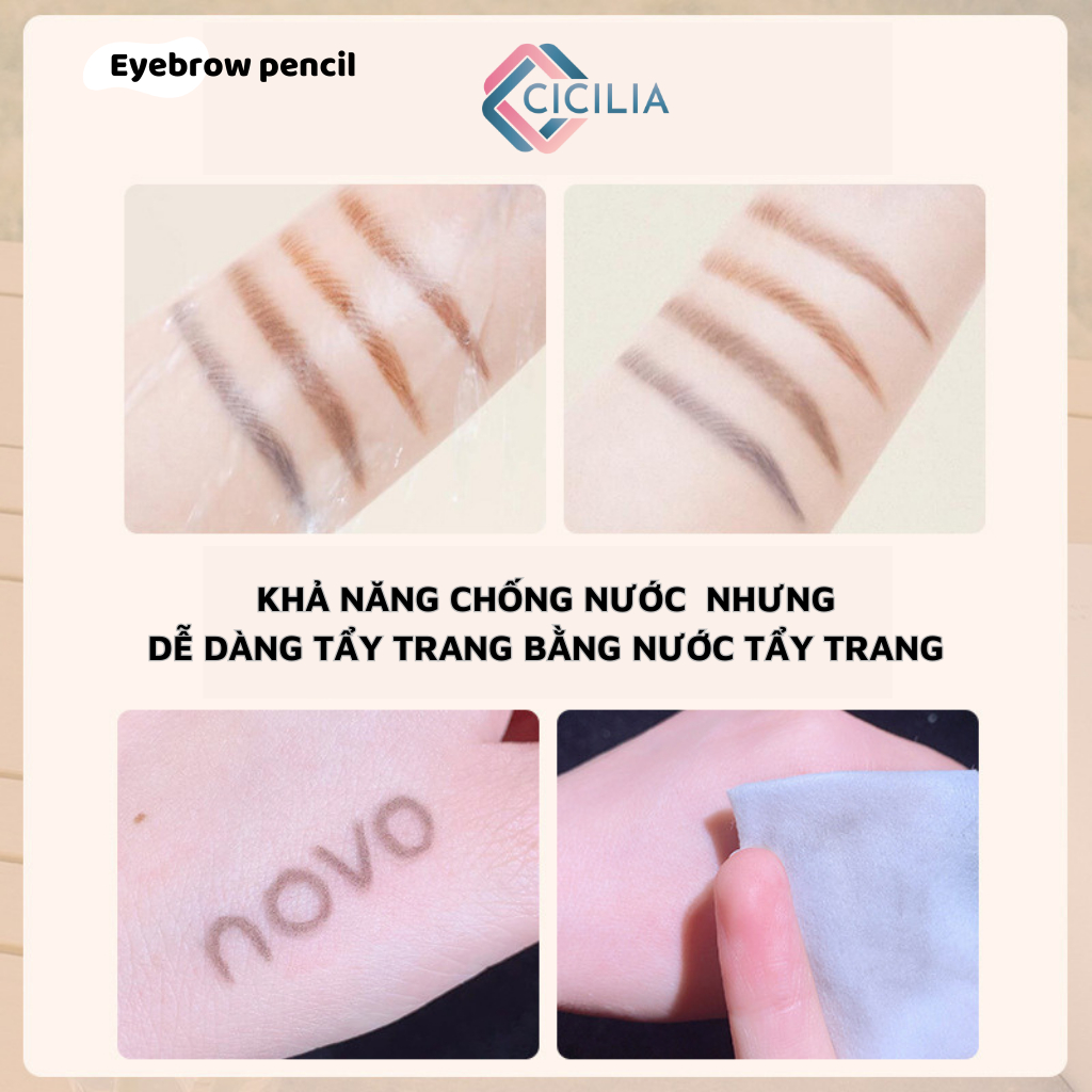 Bút Kẻ Lông Mày CICILIA 4 Màu Sắc Tùy Chọn Bền Màu Lâu Trôi CI-058