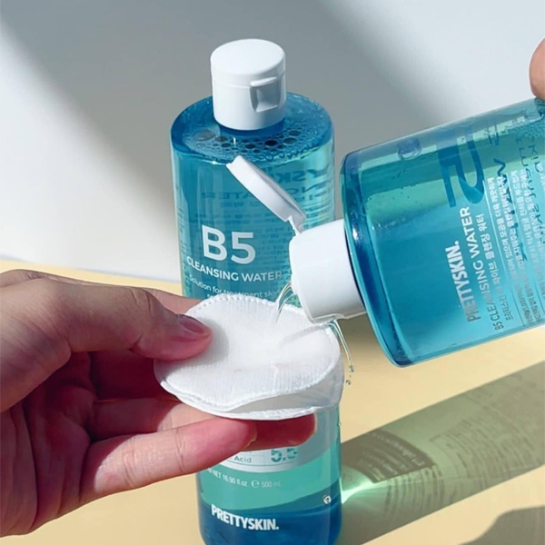 Nước Tẩy Trang Phục Hồi Cho Da Nhạy Cảm Pretty Skin Hàn Quốc B5 Cleansing Water 500ml Giúp Sạch Khuẩn Lớp Trang Điểm