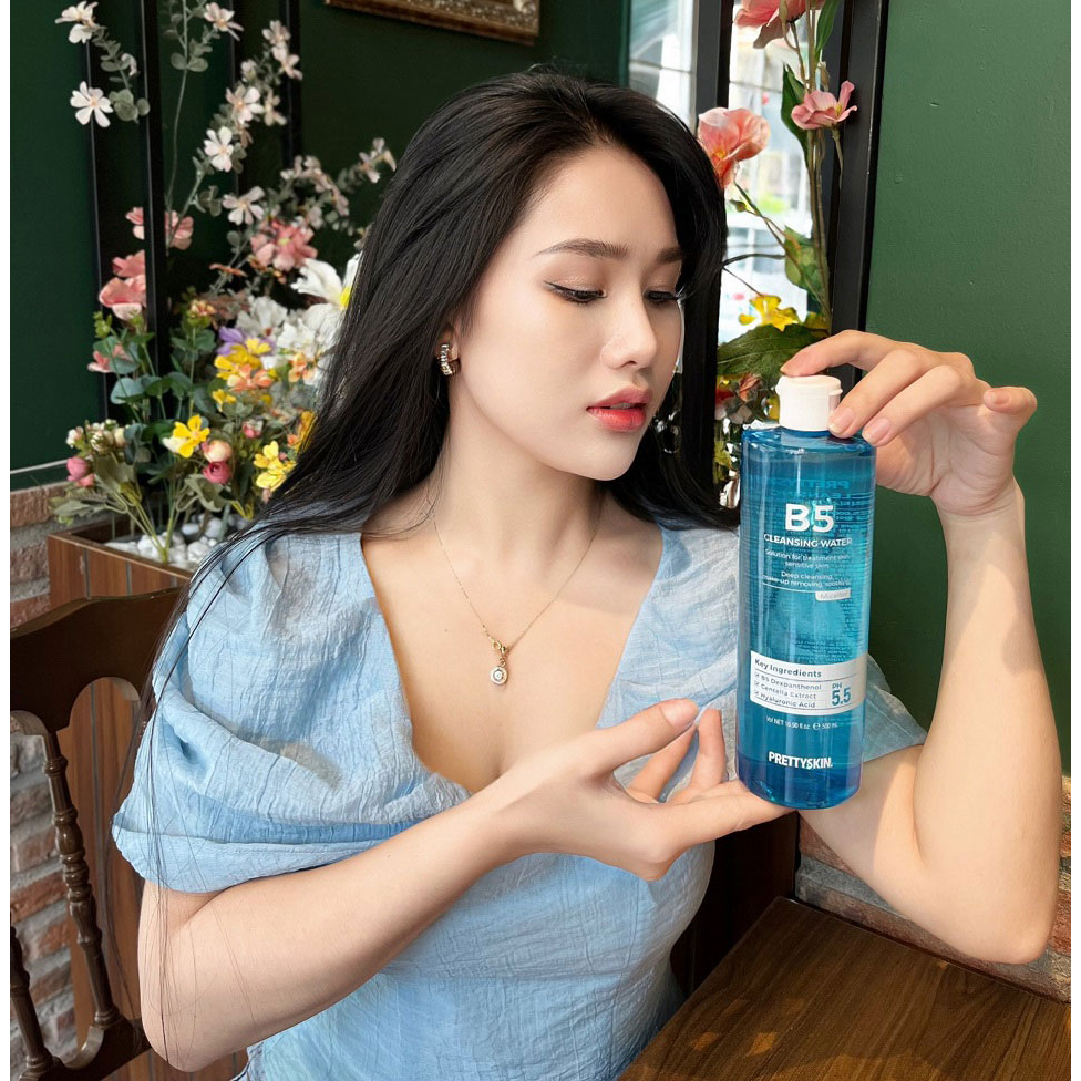 Nước Tẩy Trang Phục Hồi Cho Da Nhạy Cảm Pretty Skin Hàn Quốc B5 Cleansing Water 500ml Giúp Sạch Khuẩn Lớp Trang Điểm