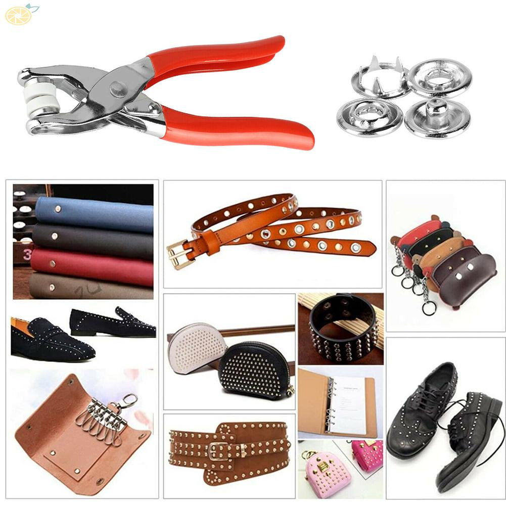 Kìm Bấm Cúc Vành Áo Đa Năng, Tặng Kèm 100 Cúc 9.5mm Thép Không Gỉ