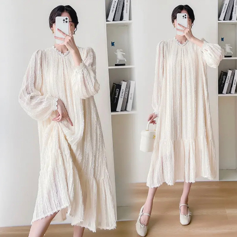 Váy bầu suông tay dài thời trang cho mom