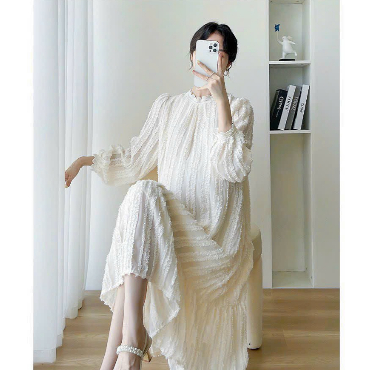 Váy bầu suông tay dài thời trang cho mom